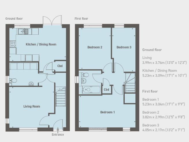 Floor plan 3 bedroom house - artist's impression subject to change